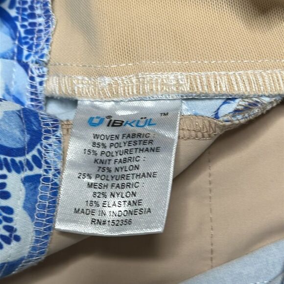 IBKUL Venetian Tiles Denim Stretch Golf Ankle Pants‎ Blue White Size 10 - Picture 11 of 11